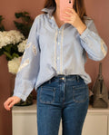Chemise rayée bleu & blanc en coton