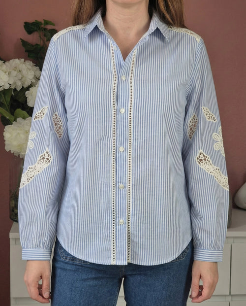 Chemise rayée bleu & blanc en coton