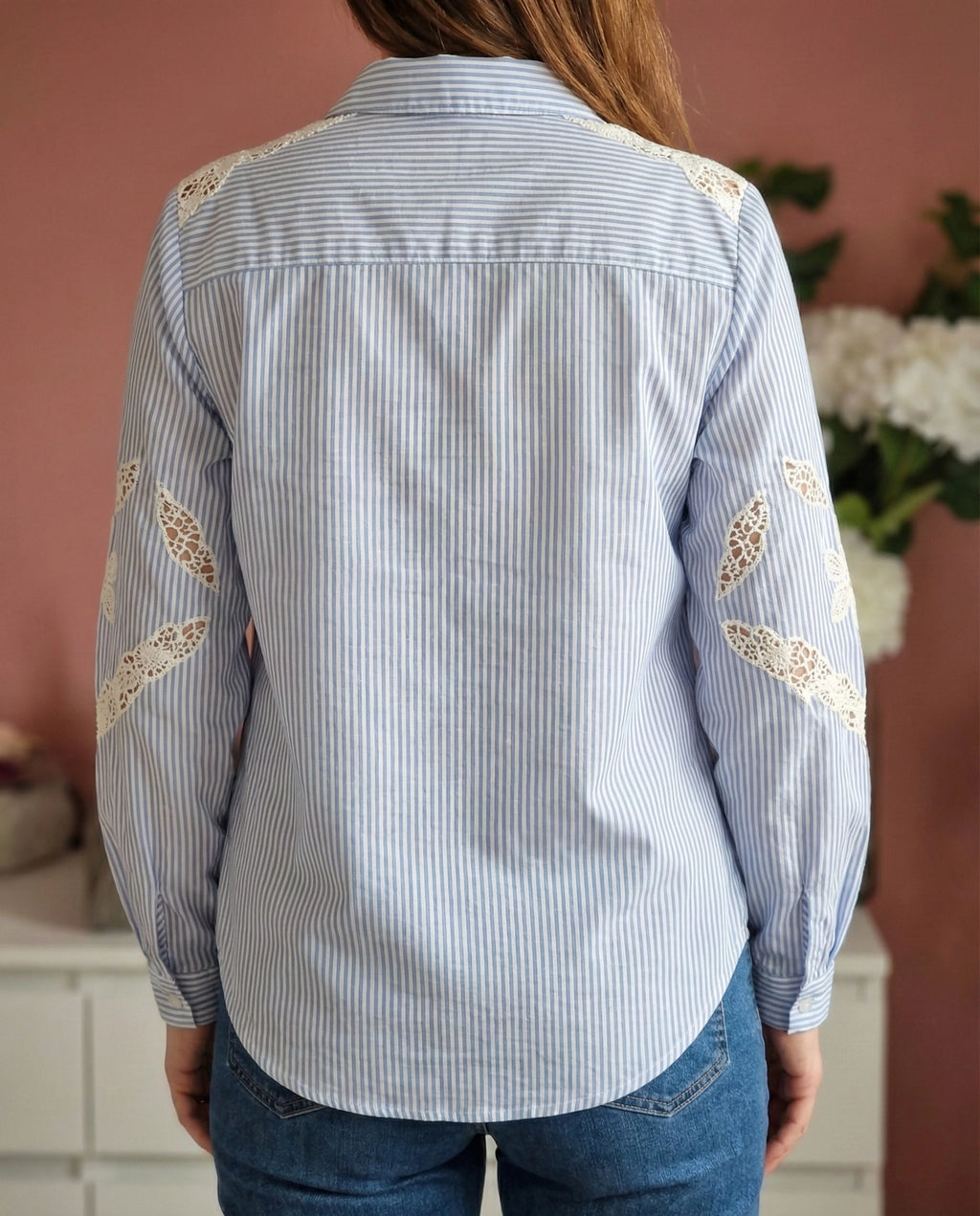 Chemise rayée bleu & blanc en coton