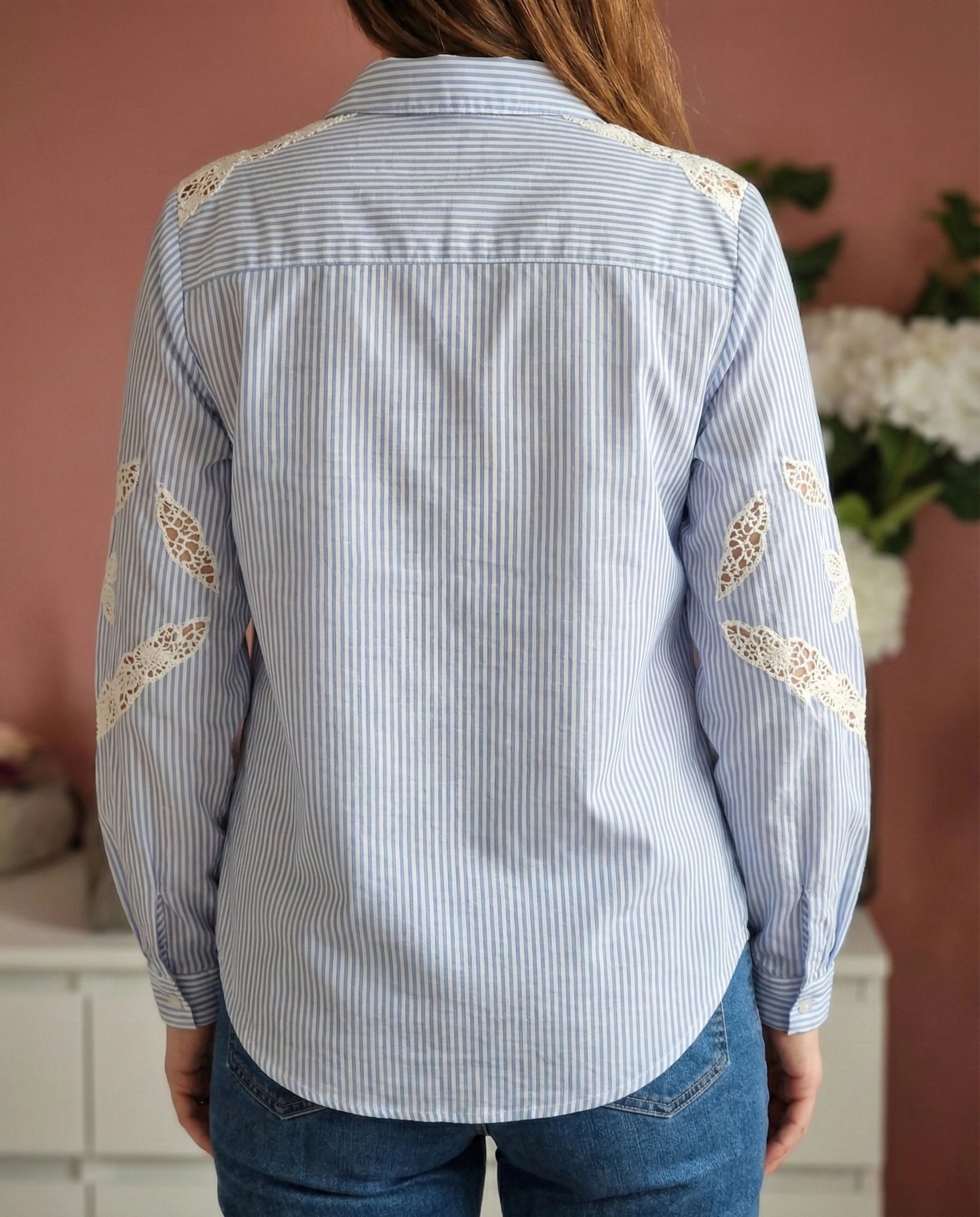 Chemise rayée bleu & blanc en coton