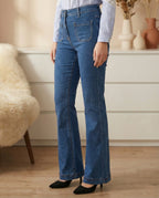 Jean flare mid waist bleu