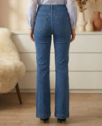 Jean flare mid waist bleu