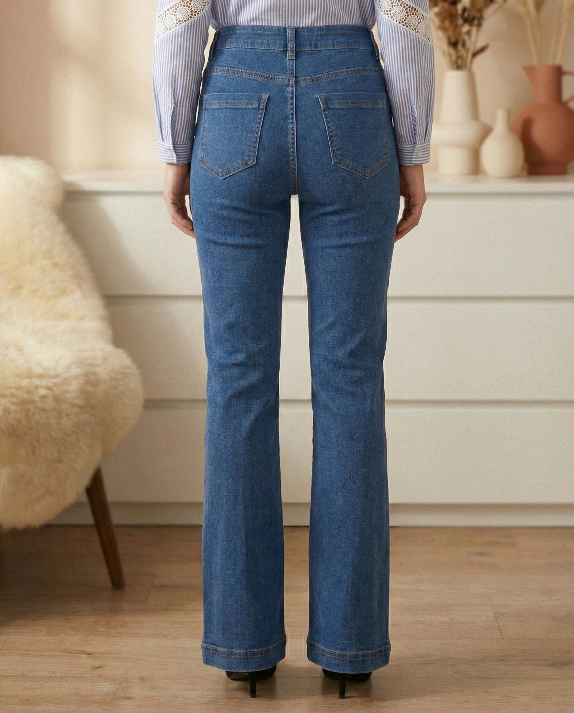 Jean flare mid waist bleu