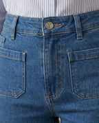 Jean flare mid waist bleu