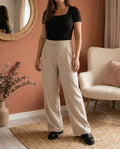 Pantalon Léon taupe à rayures noires