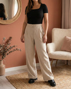Pantalon Léon taupe à rayures noires