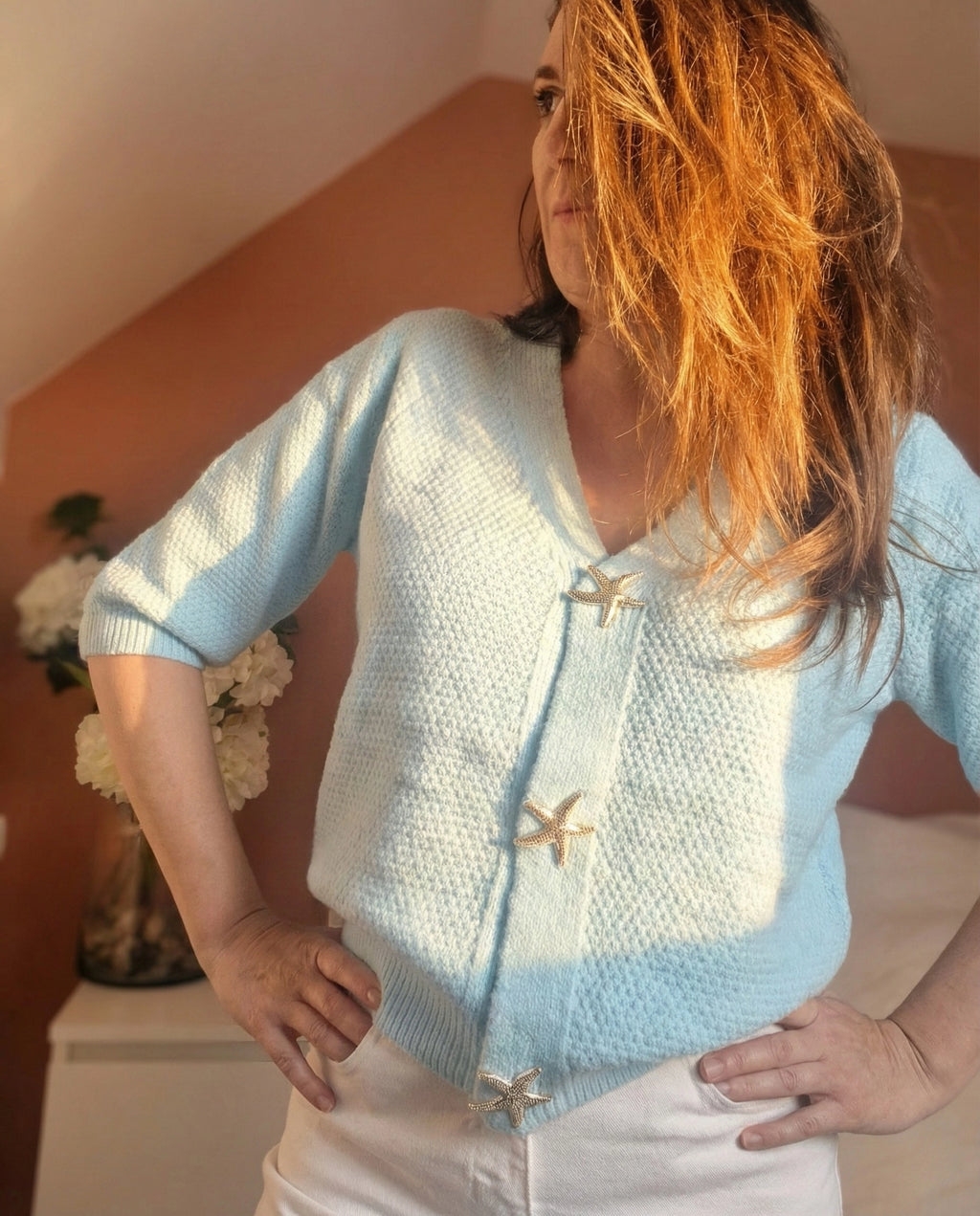 Pull gilet en maille boutonnée