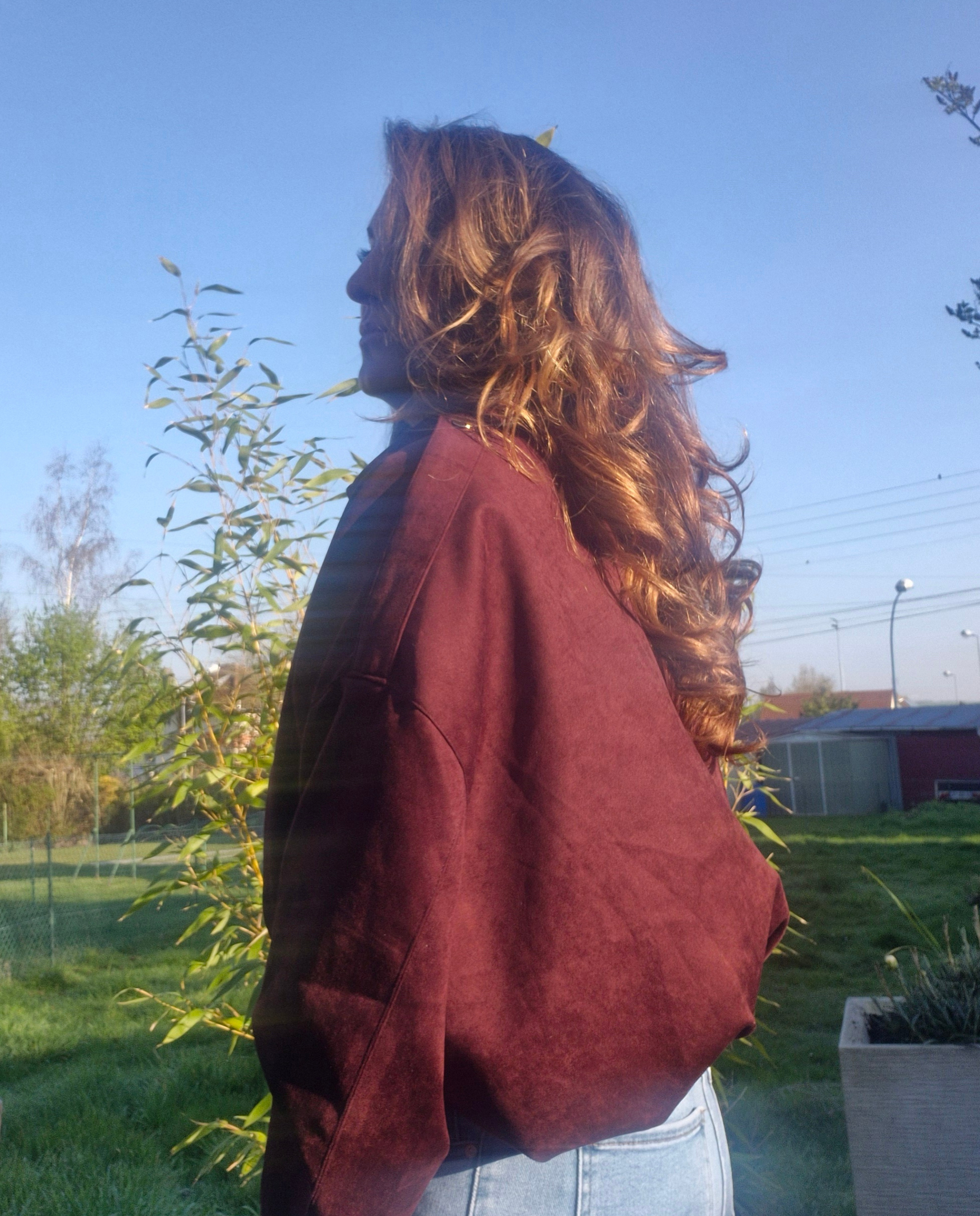 Veste Gloria bordeaux effet daim