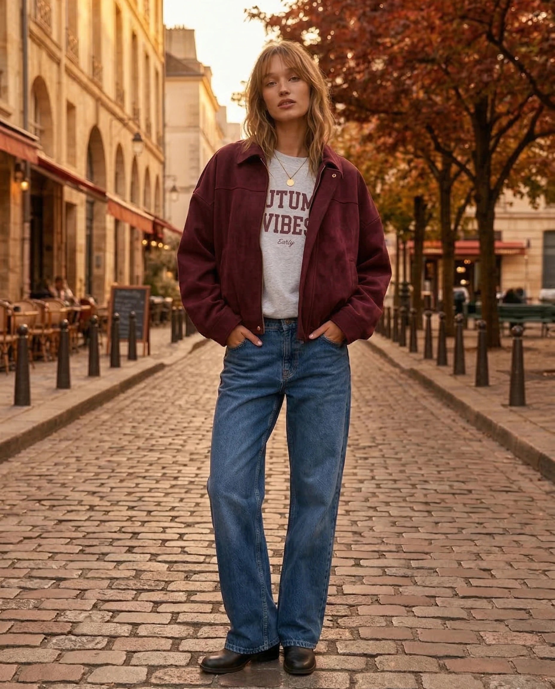 Veste Gloria bordeaux effet daim